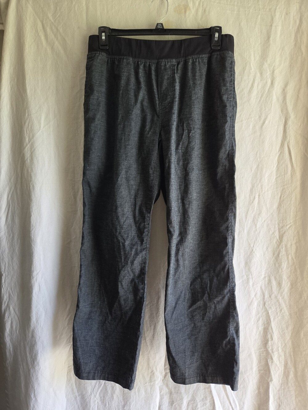 Prana Pants Mens Large Gray Vaha Hemp Blend Elastic Waist Drawstring Logo
